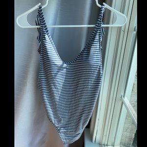 Aerie blue and silver open back swimsuit